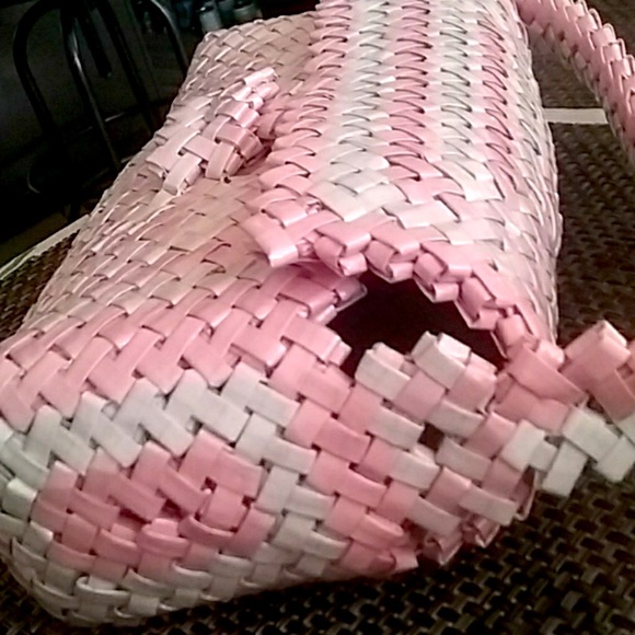 Handmade candy wrapper purse pink and white - Picture 6 of 7